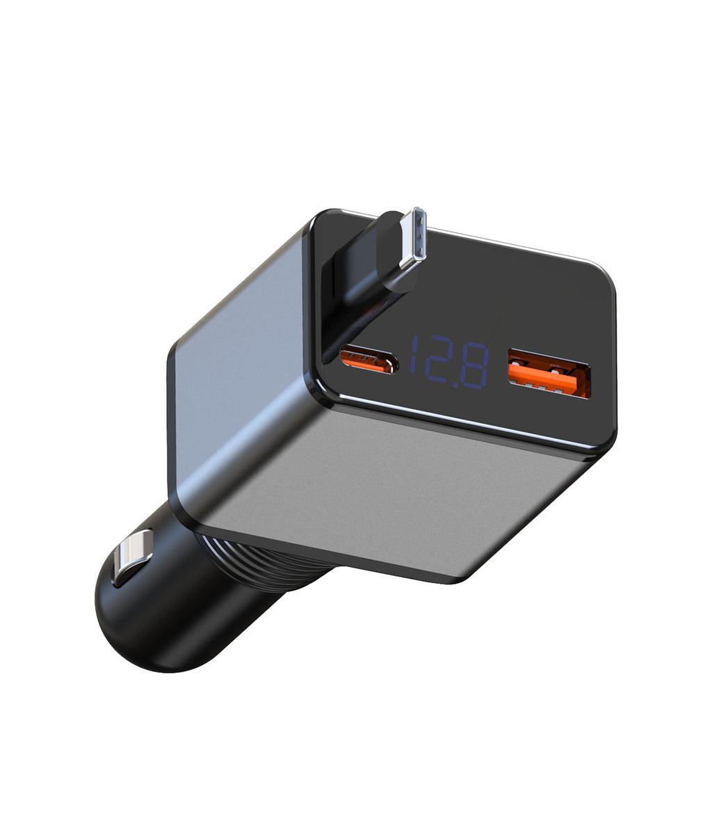 Retractable Car Charger, PD 78W Fash Charging