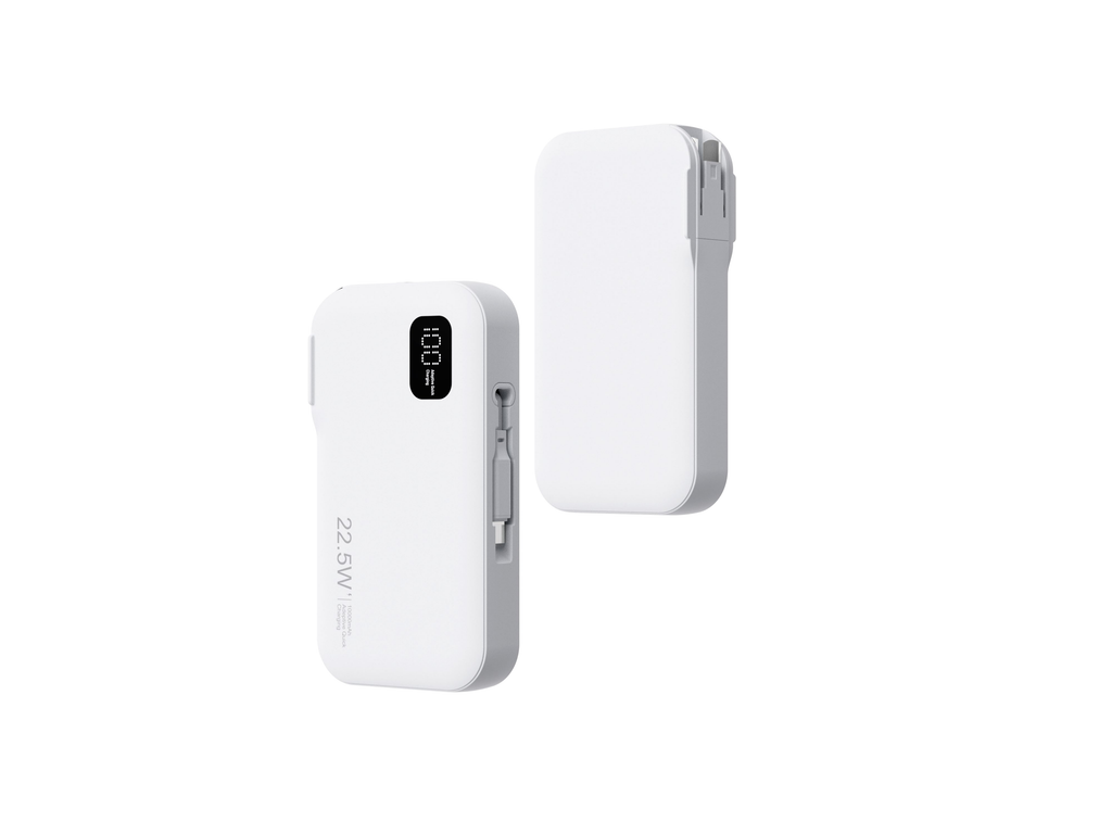 3 in 1 AC Plug Power Bank with Built-in Type-C Cable, 10000mah
