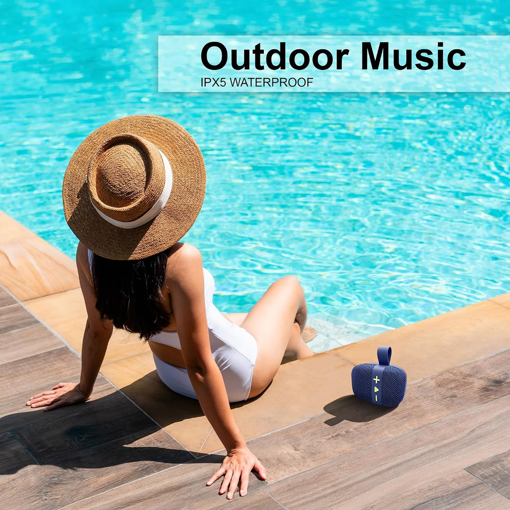 Portable Bluetooth Speakers, Clip-On Speakers Bluetooth Wireless, IPX5 Waterproof Speaker,10W Peak Power Bluetooth Speaker Stereo HD Sound, BT 5.3, FM Radio, for Pool, Beach, Use Anywhere