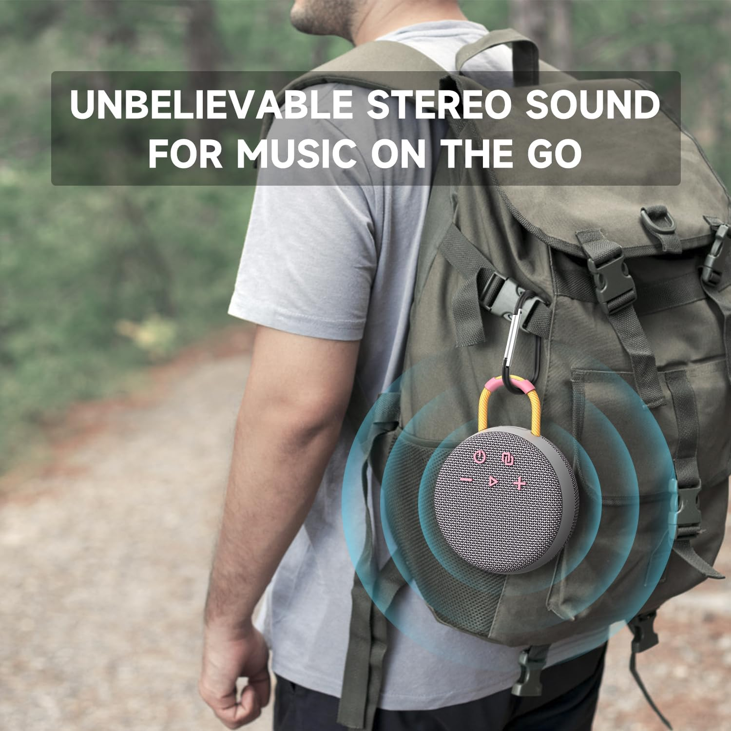 Wireless Mini Speaker – IPX7 Showerproof Audio with BT 5.3 & Clip, Durable Shell for Dorm Use, Gift Bags, Backpack Travel & Poolside Fun