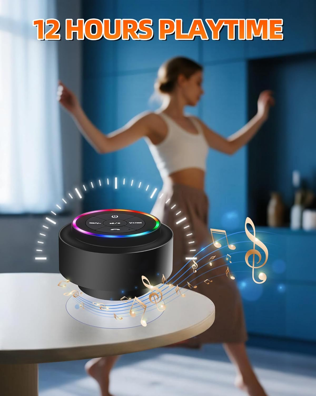 Waterproof Bluetooth Shower Speaker, Portable Wireless Speaker with Suction Cup, Small Portable Wireless Outdoor Speakers, RGB Lights, for Shower Bathroom Pool Beach, Gift Ideas for Christmas