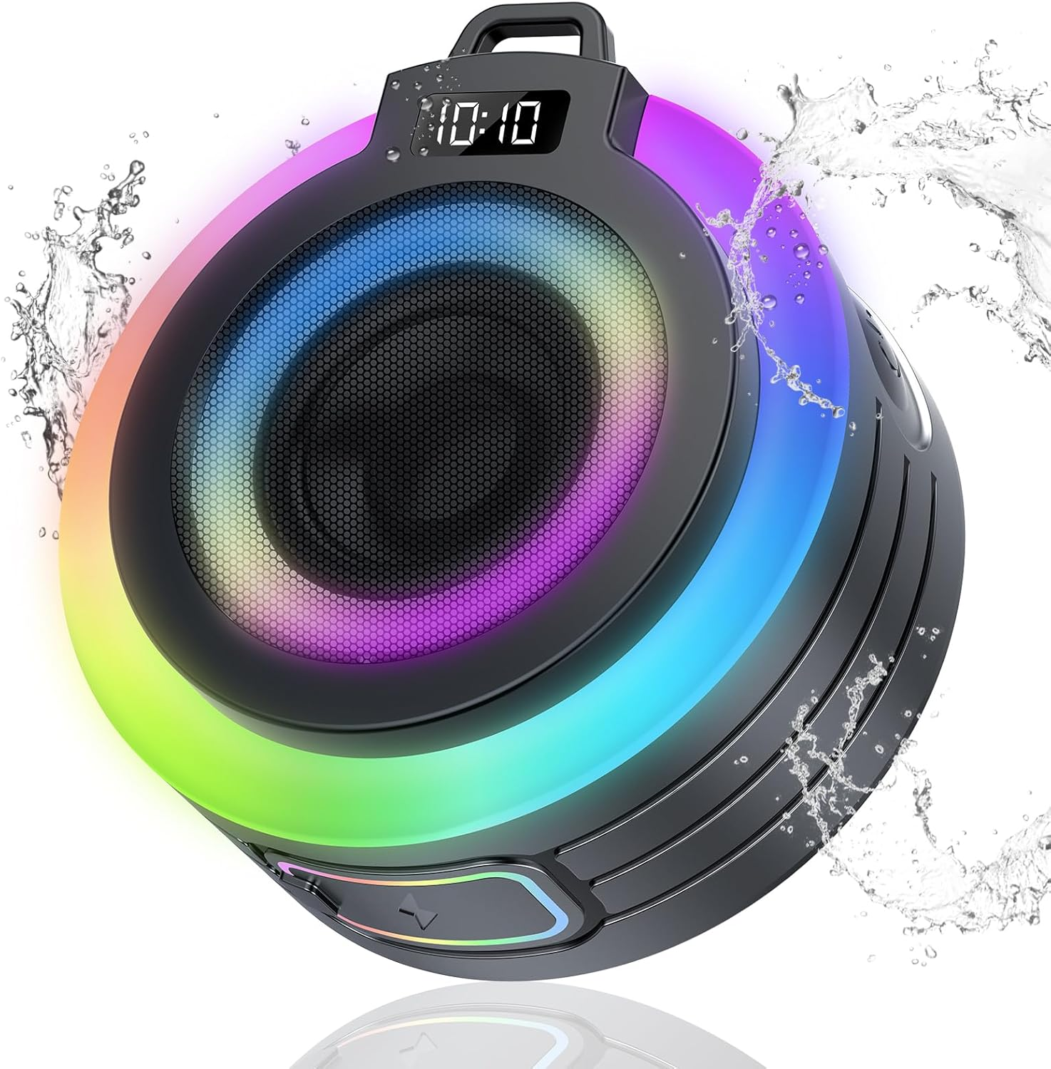 Bluetooth Shower Speaker, Portable Bluetooth Speaker Stereo Sound with Suction Cup/Lanyard, Built-in Mic, IPX7 Waterproof Wireless Speakers Bluetooth 5.4 for Bathroom/Party/Beach/Gift