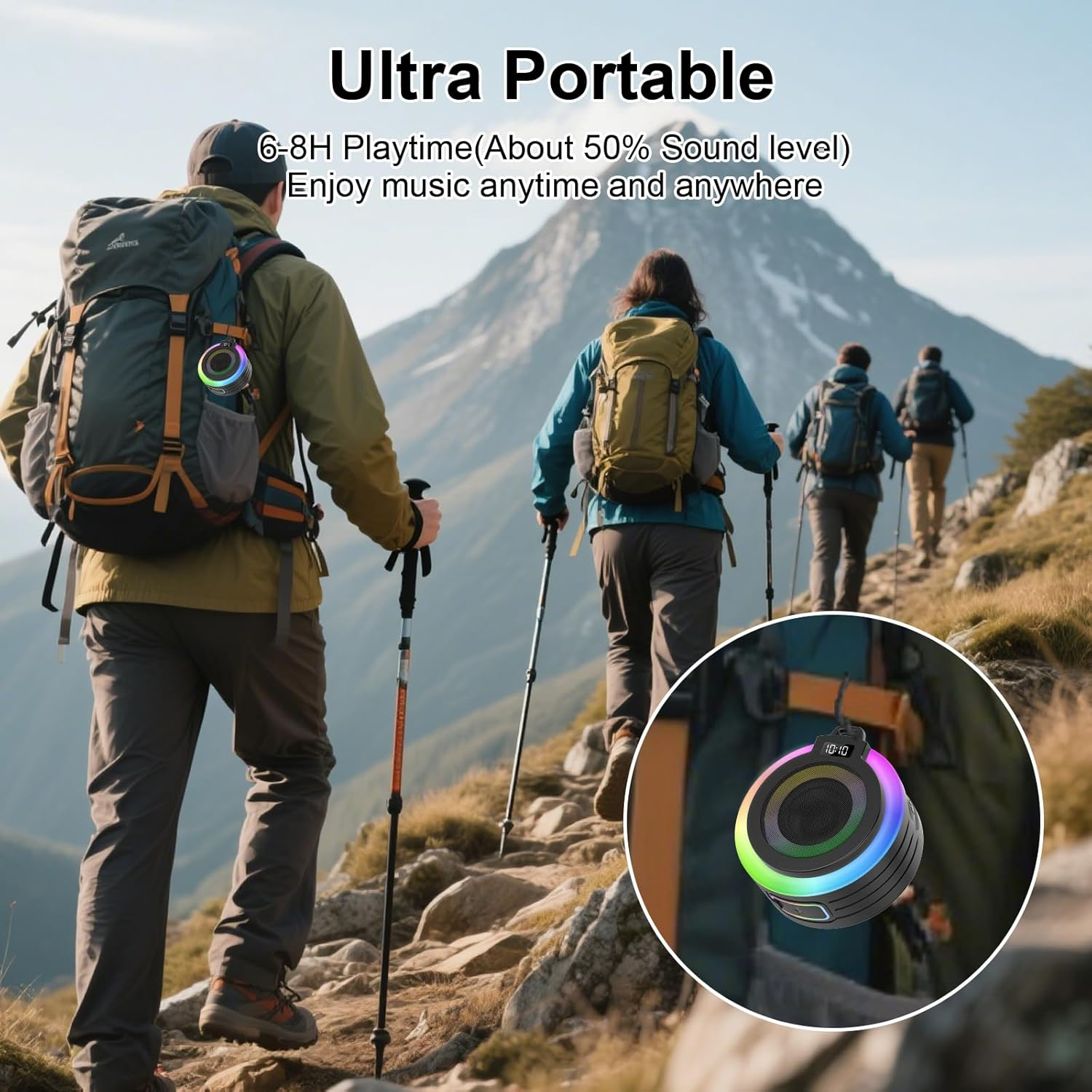 Bluetooth Shower Speaker, Portable Bluetooth Speaker Stereo Sound with Suction Cup/Lanyard, Built-in Mic, IPX7 Waterproof Wireless Speakers Bluetooth 5.4 for Bathroom/Party/Beach/Gift