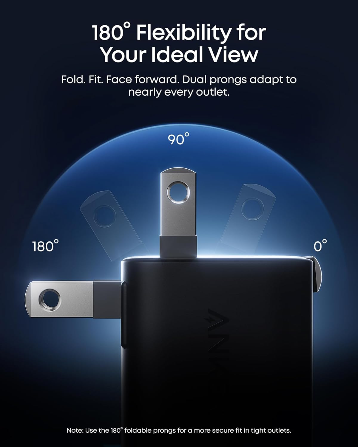 Smart Display Charger, USB C Charger Block, 45W Max GaN Phone Charger,180° Foldable Plug,Smart Recognition,Built-in Care Mode,for iPhone17/16/15