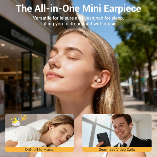2-in-1 Wireless Earbuds Set, Open-Ear Clip & Mini Sleep Headphones, 36H Battery, Bass Sound, Ultra Comfortable, IPX4 Waterproof, Stylish for Work/Sport/Sleep