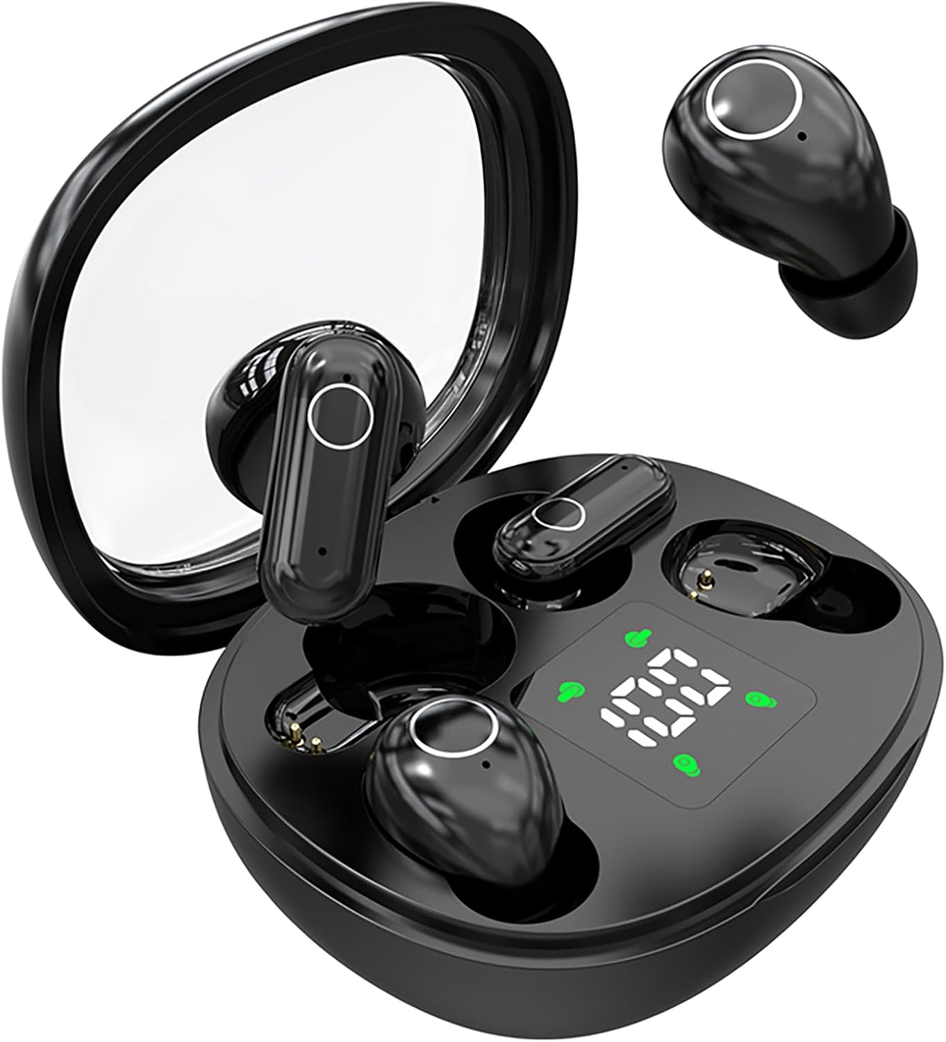 Wireless Headset,Tiny Size Invisible Earbud,Bluetooth 5.4 Stereo Headphones with LED Digital Invisible Mini Two Bluetooth Headphones Design,for Sleep/Office/Sports