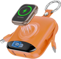 Portable Charger 10000mAh w/Built-in Cables & iWatch Charger Fast charging, Built-in Cables, LED display, Charge 5 devices at once, Ring buckle, TSA approved, Pocket size, Charge iWatch