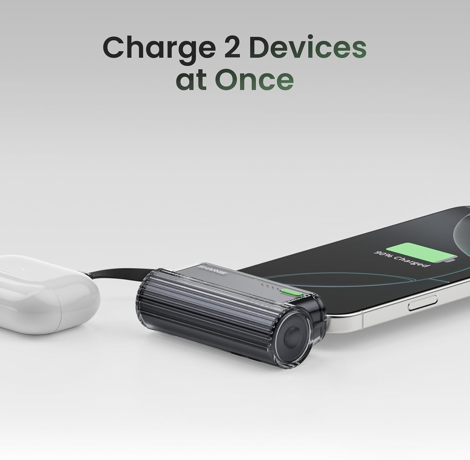 Mini Power Bank with Built-in Cable 22.5W Max Portable Charger for Travel, Fast Charging Battery Pack with iOS and USB-C Connector for iPhone 17/16/15/14, Galaxy, Google, and More, Detachable Charging USB-C