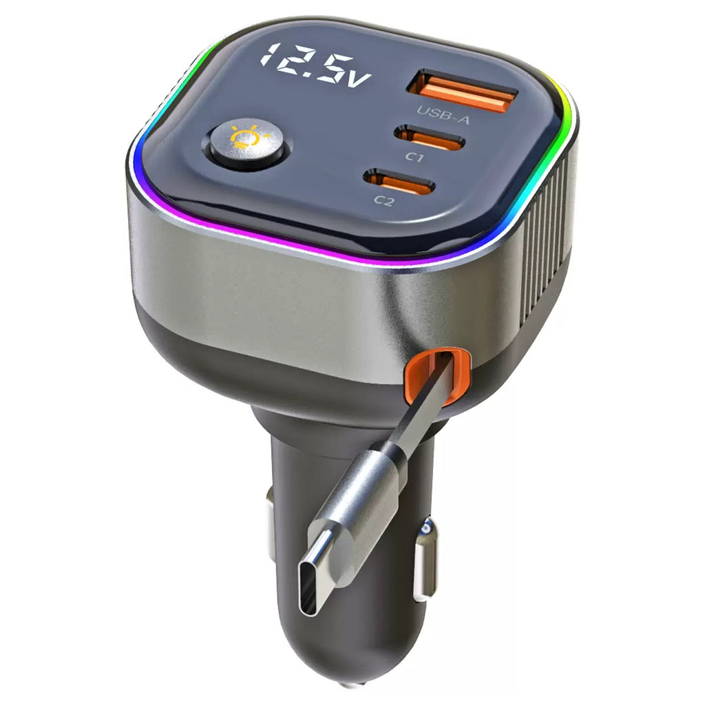 PD 78W Retractable Car Charger with RGB