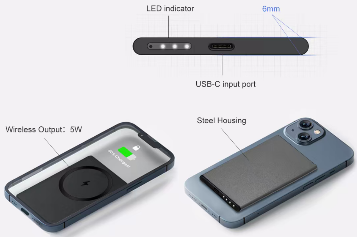 Emergency Power Bank, Magsafe 2000mah, Ultra-thin
