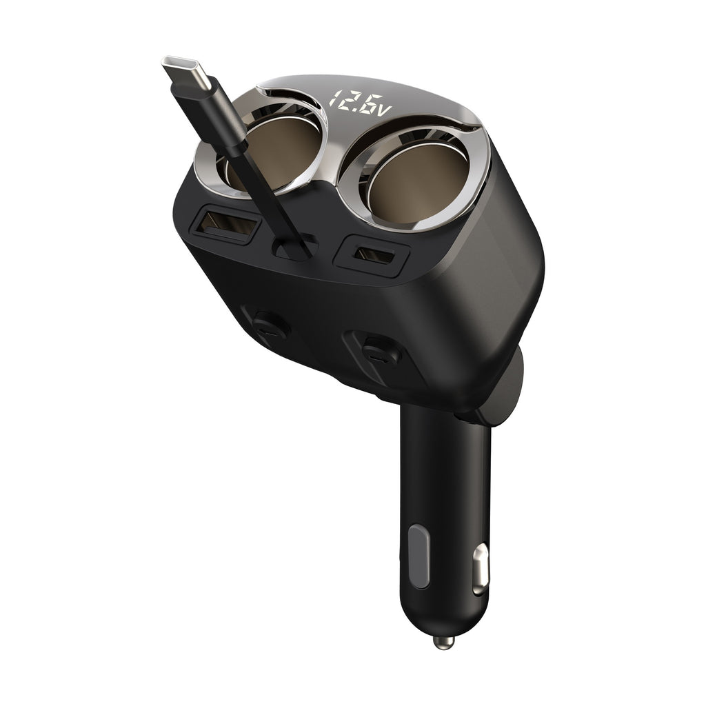 120W Fast Charging Car Charger with Built-in USB-C Cable