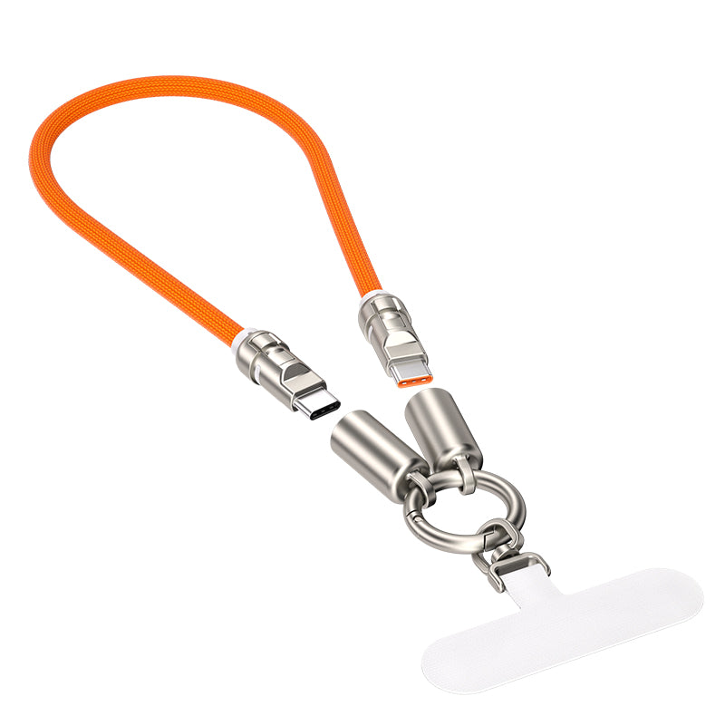 2-in-1 PD240W Keychain Fast Charging Cable, Type-C to Type-C Data Cable