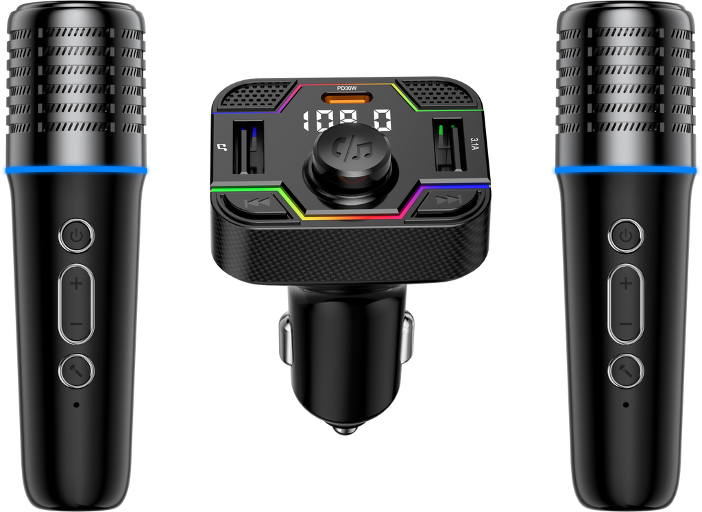 Bluetooth Car Charger with Karaoke Microphone