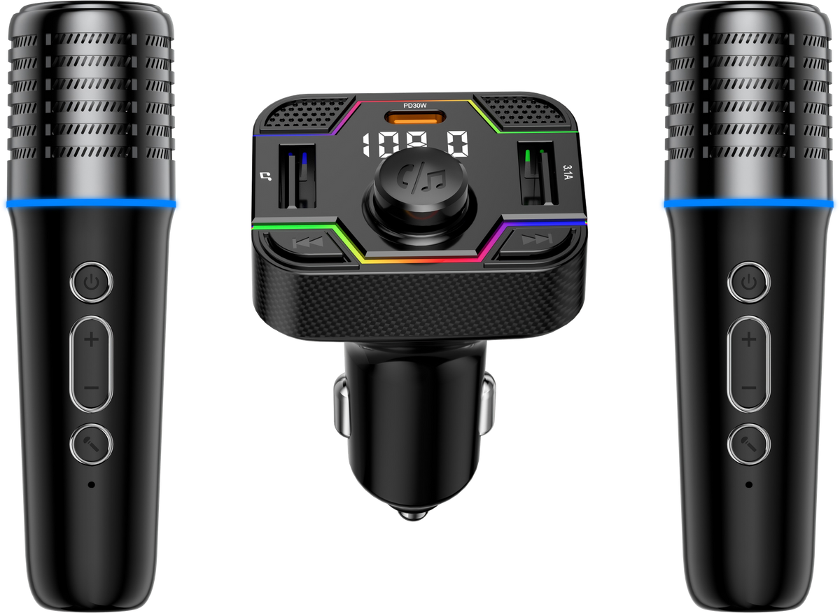 Bluetooth Car Charger with Karaoke Microphone