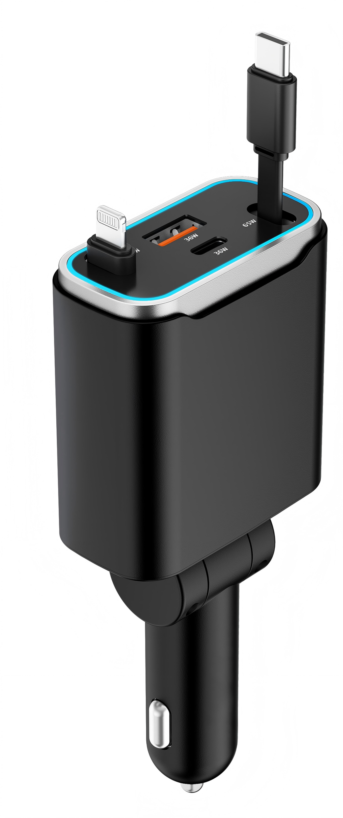 PD 111W Car Charger with Dual USB-C & USB-A Ports
