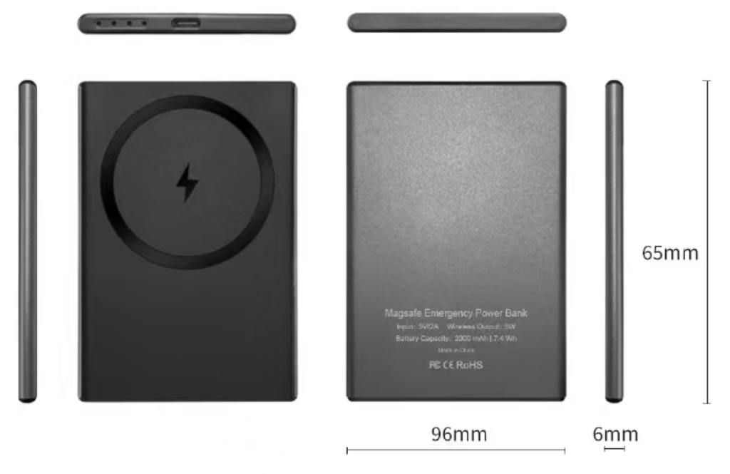 Emergency Power Bank, Magsafe 2000mah, Ultra-thin