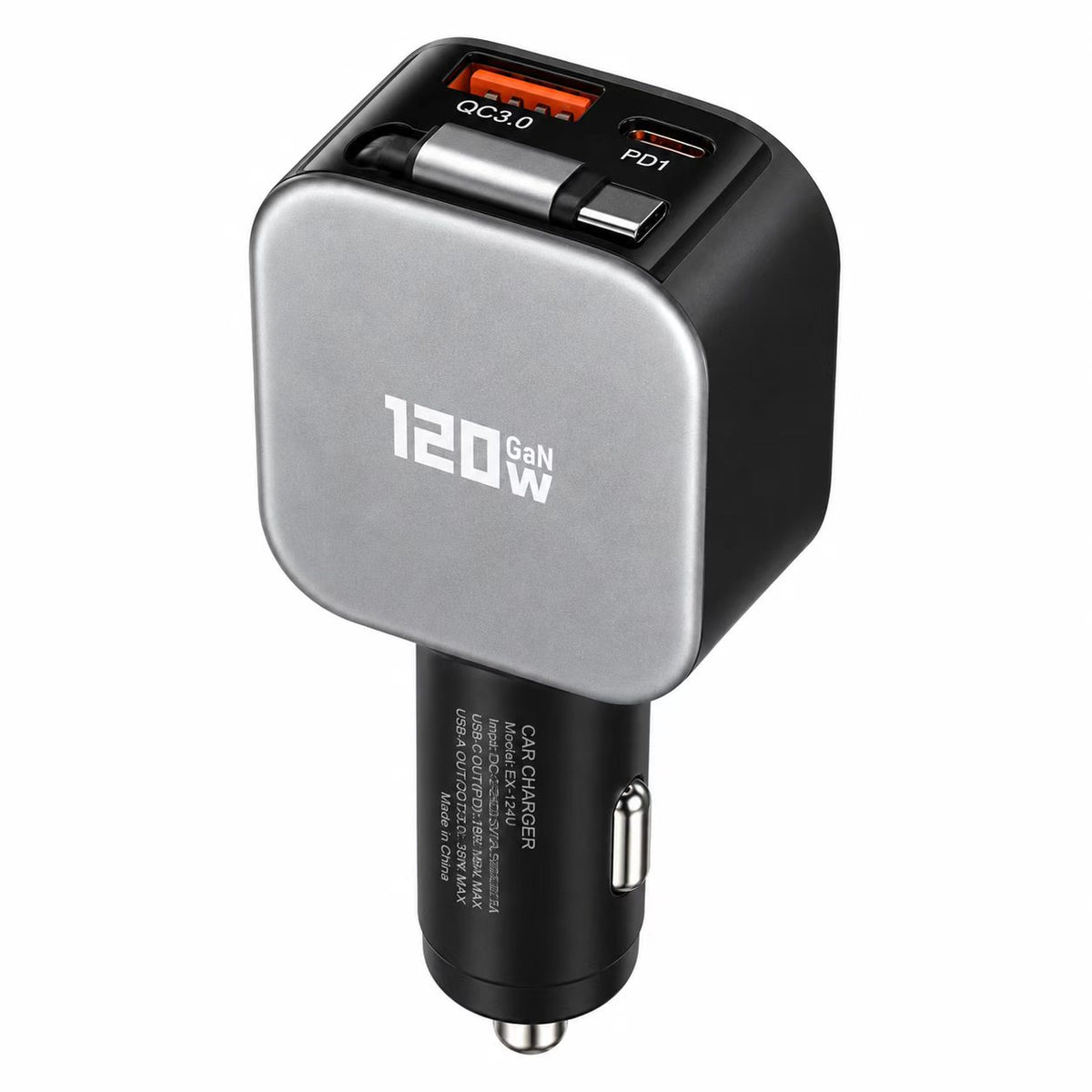 PD 120 Watts Retractable Car Charger