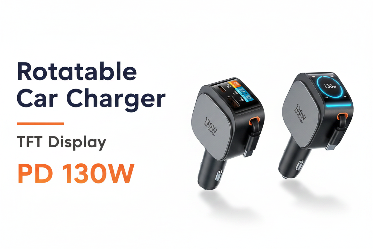 Car Charger 130W - White Background