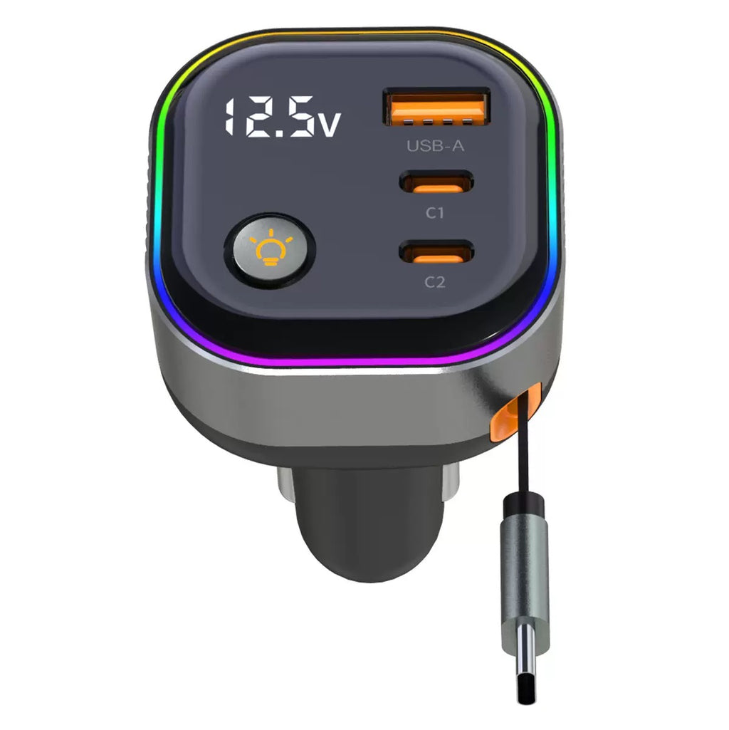 PD 78W Retractable Car Charger with RGB