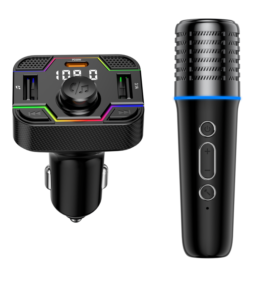 Bluetooth Car Charger with Karaoke Microphone