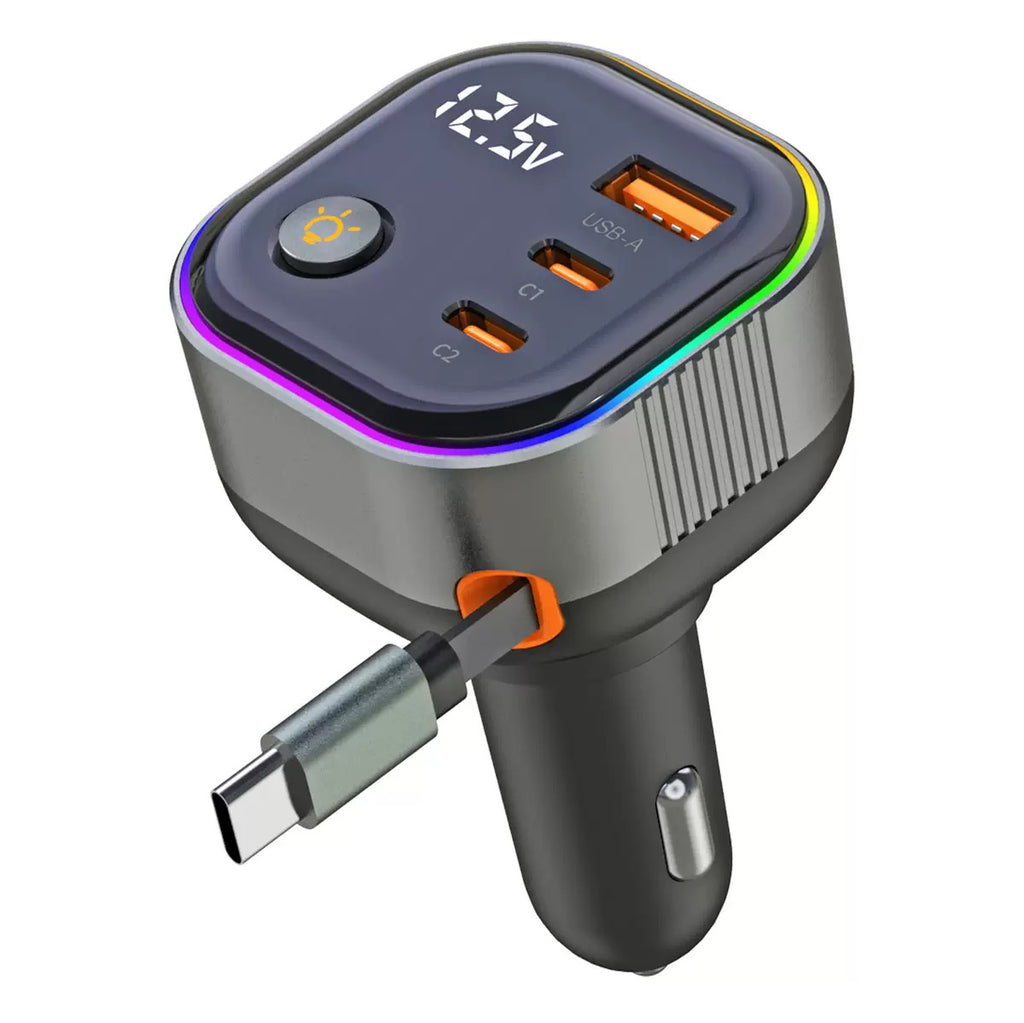 PD 78W Retractable Car Charger with RGB
