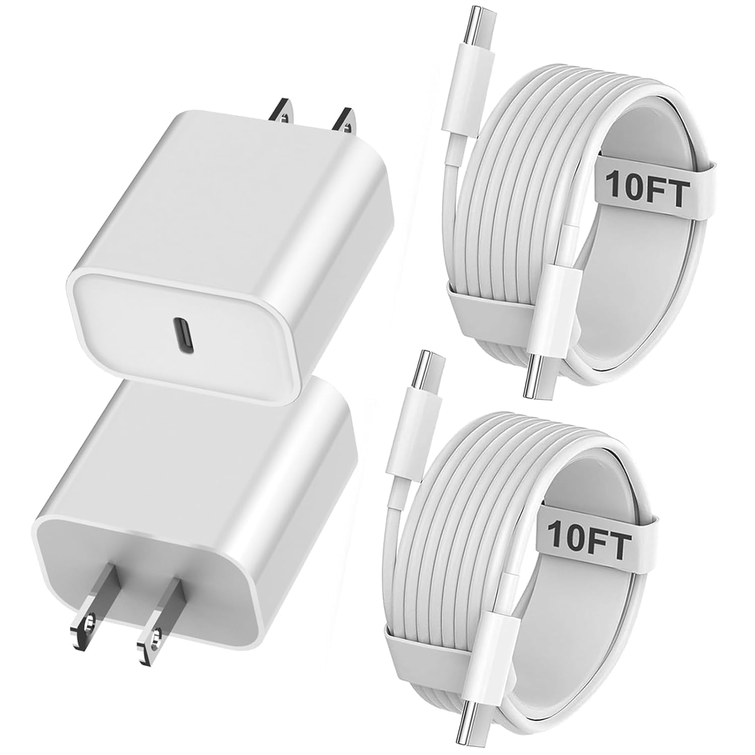 PD 20W Fash Wall Charger with 10FT USB C Charger for iPhone Charger Fast Charging, Braided Type C Fast Wall Chargers Block Adapter 10FT USB C to C Woven Cable for iPhone 17ProMax/17 Pro/17e/Air/17/16 ProMax/16Pro/15,iPad