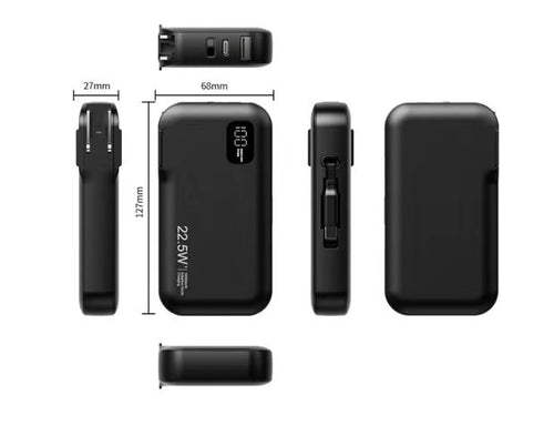 3 in 1 AC Plug Power Bank with Built-in Type-C Cable, 10000mah