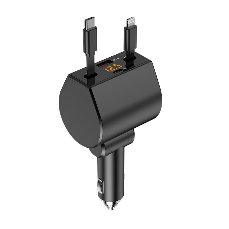 Retractable Car Charger, PD 70 Watts